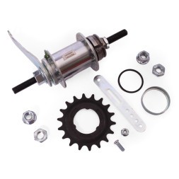 Втулка тормозная FWHB-02A-14G, стальная, на гайках, 36 отверстий 14G, ось 3/8&amp;quot;x110x175 мм, звезда 18T, хромированная