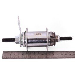 Втулка тормозная FWHB-02A-14G, стальная, на гайках, 36 отверстий 14G, ось 3/8&amp;quot;x110x175 мм, звезда 18T, хромированная