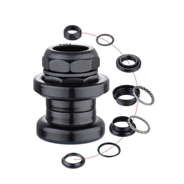 Рулевая колонка Mixieer 1&amp;quot; QLP-5D2(BK), резьбовая, EC 30/25.4-24T, EC 30/27, подшипники 5/32&amp;quot;x16- 2шт, h-36 мм, торг. уп.