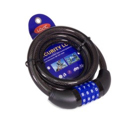 Велосипедный замок Lock ZX2208-12150BK, трос стальной, кодовый 10х1500 мм, в оболочке, Black