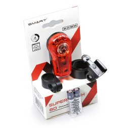 Велофонарь Smart RL-317R-80-1, задний, 3 диода, 1 суперяркий 80 lumens - 1w, 4 режима, крепеж на подседельный штырь, блистер