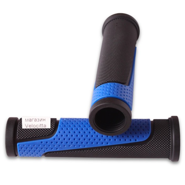 Грипсы велосипедные XH-G56B, 120 мм, 2-х компонентные, термопластичная резина, синий