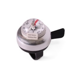 Звонок велосипедный, AL/пл, с компасом, большой, черный