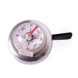 Звонок велосипедный, AL/пл, с компасом, большой, черный