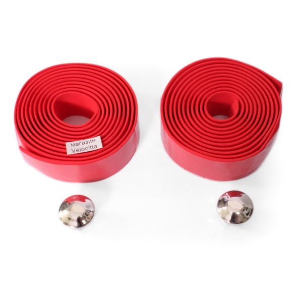 Обмотка велоруля Graffiti, 30х2000 мм, полиуретан, эластичная, с торцевыми заглушками, красный