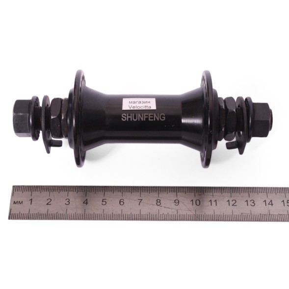 Втулка передняя Shunfeng SF-A241F 48отв., BMX, ALU, под U-br, на гайках, ось 14х100x140 мм, промподшипники, торг. уп.
