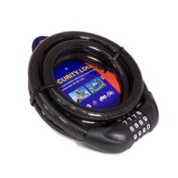 Замок велосипедный ZX2222-15150BK, стальной трос, кодовый, 15×1500 мм, пластиковая оболочка, блистер