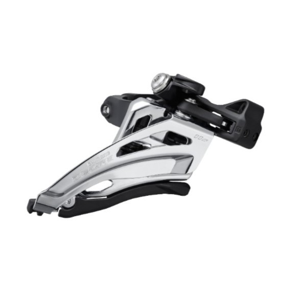 Переключатель Shimano Deore M5100, передний, 2x11 скор., верхняя тяга, размер звезды 36T, средний хомут 34.9 мм, угол 66-69°, Black-Silver, без упак.