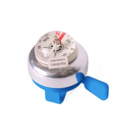 Звонок велосипедный "Компас", большой, AL/пл, синий