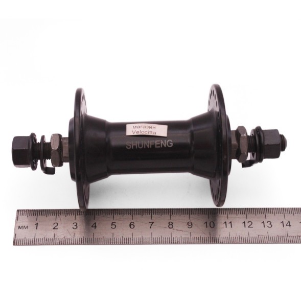 Веловтулка передняя Shunfeng SF-A209F 48отв., BMX, ось 3/8&amp;quot;х100x140 мм, алюминиевая, под U-br, на гайках, 48 отверстий, торг. уп.