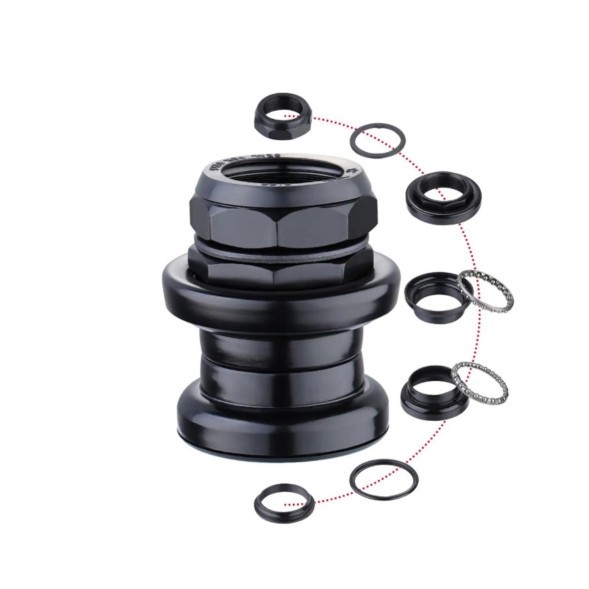 Рулевая колонка Mixieer QLP-6F(BK), 1-1/8&amp;quot;, резьбовая, EC 34/28.6-26T, EC 34/30, подшипники 5/32&amp;quot;x20- 2шт, высота 35.5 мм, черная