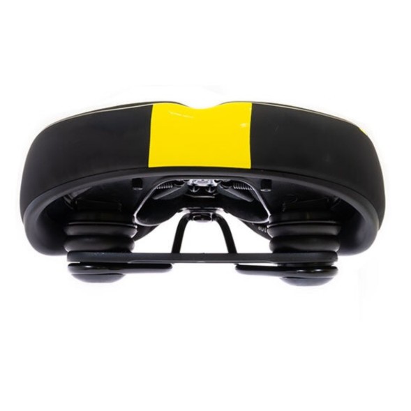 Седло Velo SD-VL-8127E-0-BKY, 270x222 мм, гелевое, эластомерное, желтая полоса, комфорт, блистер