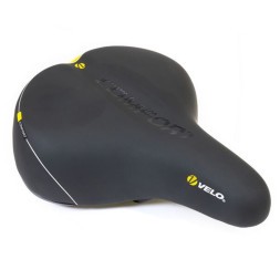 Седло Velo SD-VL-8127E-0-BKY, 270x222 мм, гелевое, эластомерное, желтая полоса, комфорт, блистер