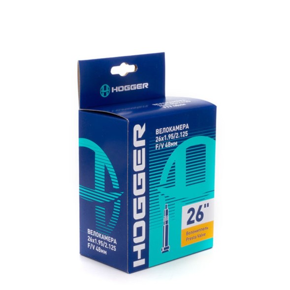Камера Hogger 26&amp;quot;х 1.95/2.125 FV-48 мм, Presta, с длинным ниппелем, Box