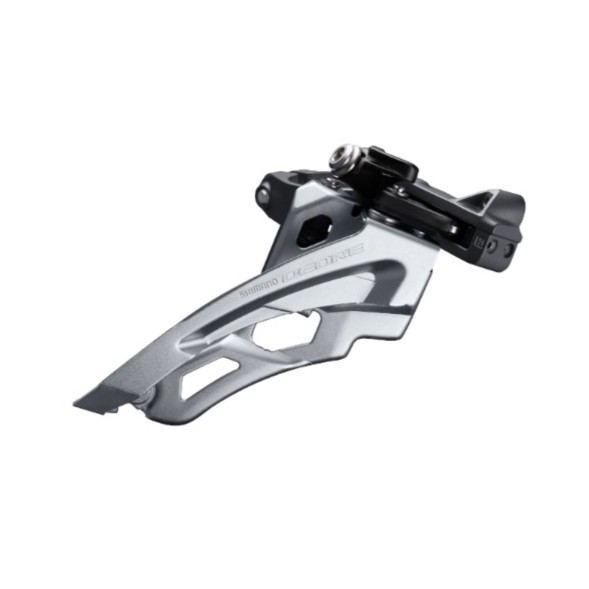 Переключатель передний Shimano Deore M6000, 3x10 скоростей, верхняя тяга, 42T, верхний хомут 34.9 мм, угол 66-69°, черно-серебристый, торг. уп.