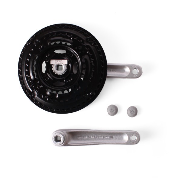 Система шатунов велосипедная Prowheel TY-CN99 Sand Silver, 48х38х28T, 170 мм, ромб, 9/16&amp;quot;, алюминий, черный/серый