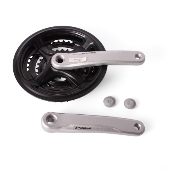 Система шатунов велосипедная Prowheel TY-CN99 Sand Silver, 48х38х28T, 170 мм, ромб, 9/16&amp;quot;, алюминий, черный/серый