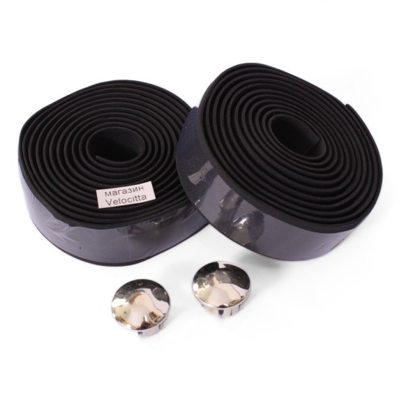 Обмотка для велоруля Graffiti, 30х2000 мм, полиуретан, эластичная, с торцевыми заглушками, черный
