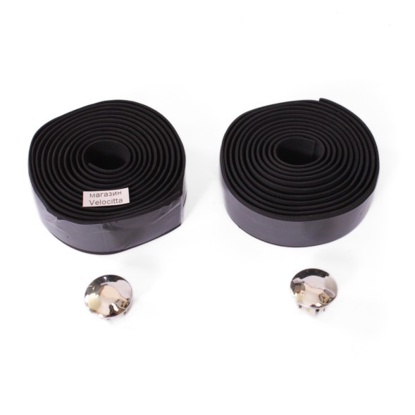 Обмотка для велоруля Graffiti, 30х2000 мм, полиуретан, эластичная, с торцевыми заглушками, черный