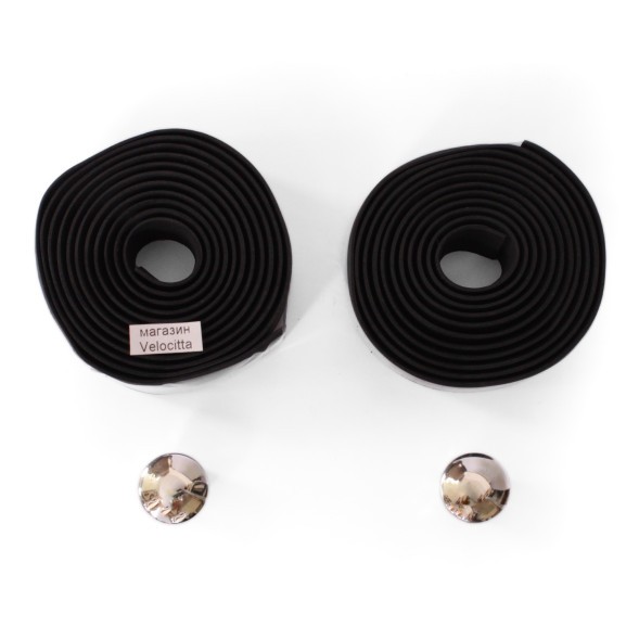 Обмотка для велоруля Graffiti, 30х2000 мм, полиуретан, эластичная, с торцевыми заглушками, черный