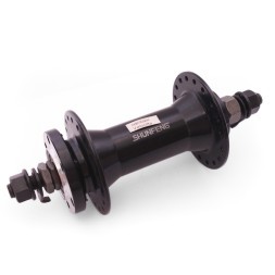 Велосипедная втулка Shunfeng SF-A214F black, передняя, для FAT BIKE, ось 3/8"х135x175 мм, под диск 6 болтов, на гайках, 36H, алюминиевая, промподшипники, Box