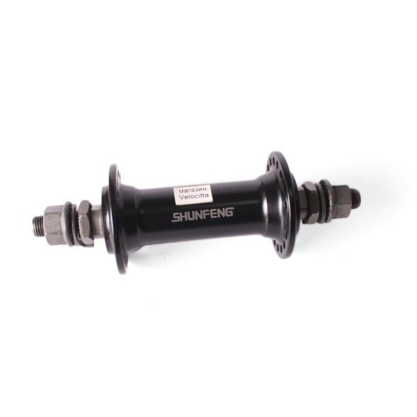 Велосипедная втулка Shunfeng, передняя, 140 мм, 36H, алюминий, пром. подшипник, черный