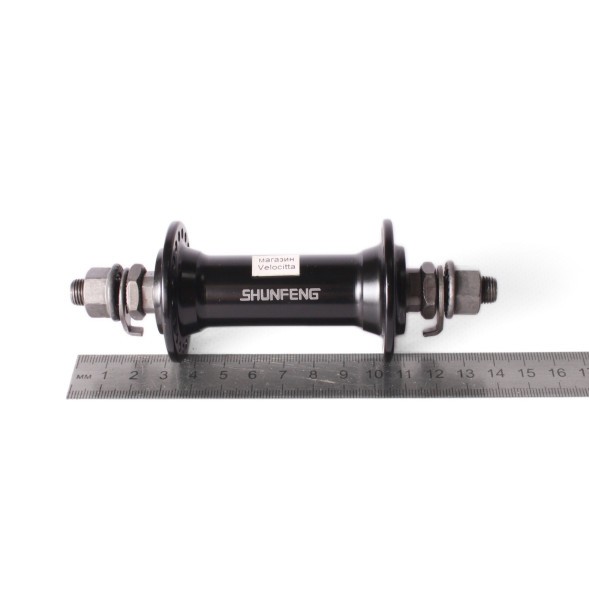 Велосипедная втулка Shunfeng, передняя, 140 мм, 36H, алюминий, пром. подшипник, черный