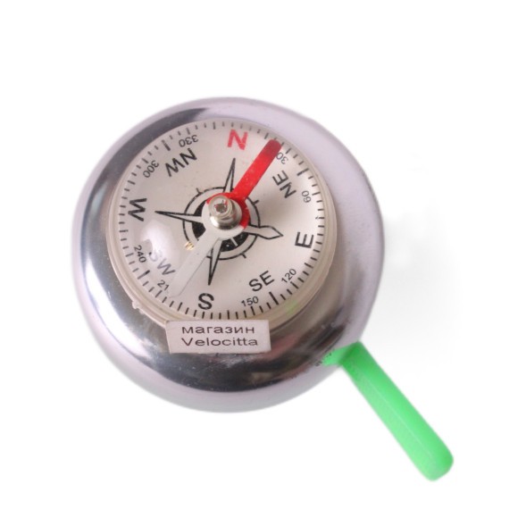 Звонок с компасом, AL/пл, большой, зеленый