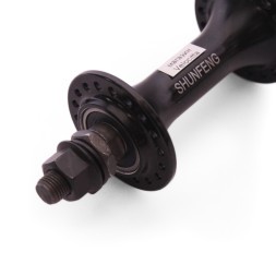 Втулка передняя Shunfeng SF-A230F black, ось 3/8"х100x140 мм, ALU, под V-brake, на гайках, 36 отверстий, с промподшипниками, б/уп.