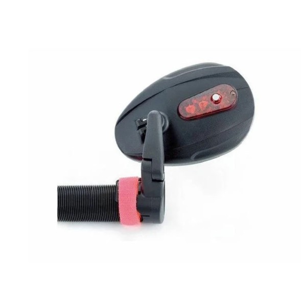 Зеркало заднего вида DX-2200AVF, в торец руля, выпуклое, складное, регулировка плоскости, с габаритным огнем, 120х80 мм, пластик, Box