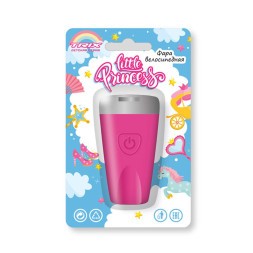 Фара велосипедная Trix Little Princess LHTX378FCLP, детская, передняя, 1 супер яркий белый диод, линза, 3 режима, силикон, Pink