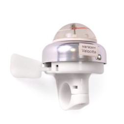 Звонок велосипедный, с компасом, AL/пл, большой, серебристый