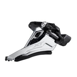 Переключатель передний Shimano Deore XT M8100, 2x12 Speed, верхняя тяга, 38T, средний хомут 34.9 мм, угол 66-69°, черно-серебристый, торг. уп.