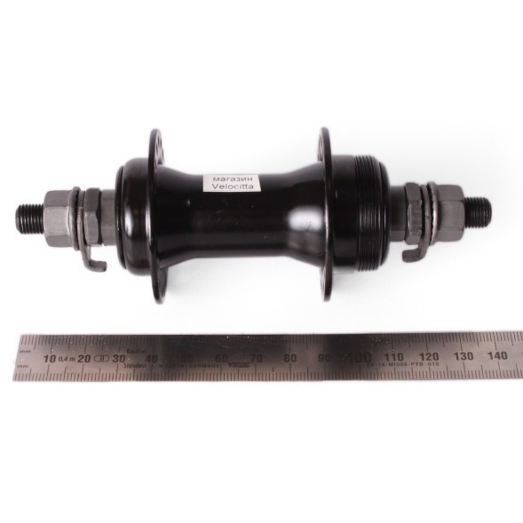 Велосипедная втулка, передняя, 140 мм, 36 отверстий, пром. подшипник, под накручивающийся тормоз, черный