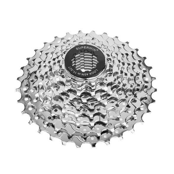 Кассета велосипедная Superwin CS-09, 11-32T, 9 скоростей, Chrome-Plated