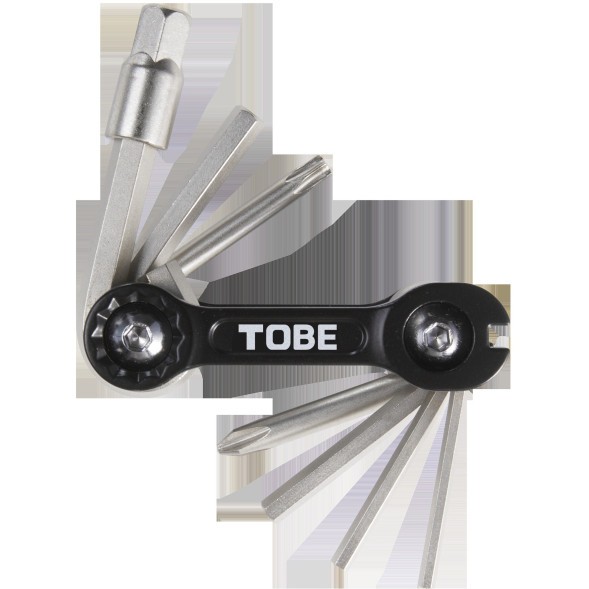 Мультитул Tobe 2148, складной 9 предметов, шестигранники 2.5/3/4/5/6/8 мм, 1 отвертка (Т25), спицевой ключ 3.2 мм, B986075