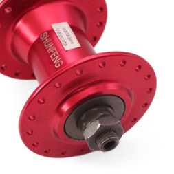 Велосипедная втулка Shunfeng SF-A210F red, передняя, ось 3/8&amp;quot;х100x108 мм, алюминиевая, под диск 6 болтов, на эксцентрике, 36 отверстий, Box