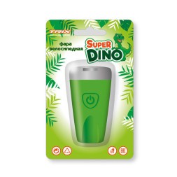 Фара детская Trix Super Dino LHTX378FCSD, передняя, 1 супер яркий белый диод, линза, 3 режима, силикон, Green