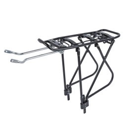 Велобагажник Meet QC-A42, задний,  24&amp;quot;-29&amp;quot;, алюминиевый, универсальный, регулируемый, с прижимной лапкой, дополнительные боковые дуги, черный