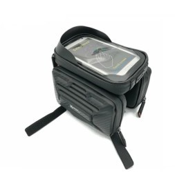 Велосумка Klonk, жесткий каркас, крепление на раму, с отделением для смартфона, двойная, черная