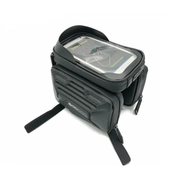 Велосумка Klonk, жесткий каркас, крепление на раму, с отделением для смартфона, двойная, черная