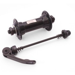 Втулка велосипедная Wang Zheng WZ-A201FQ black-32, передняя, ось 3/8"х100x108 мм, алюминий, под V-брейк, на эксцентрике, 32H, торг. уп.