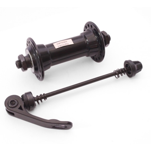 Втулка велосипедная Wang Zheng WZ-A201FQ black-32, передняя, ось 3/8&amp;quot;х100x108 мм, алюминий, под V-брейк, на эксцентрике, 32H, торг. уп.