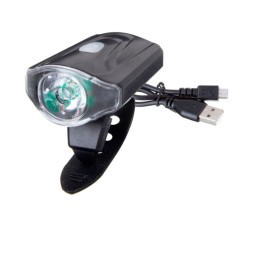 Велофара Trix JY-7043, передняя, 1 суперъяркий диод 0.5W, 50 lm, 3 режима, на руль, индикатор зарядки, аккумулятор, micro USB, Black