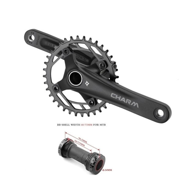 Система велосипедная Prowheel Charm, 170 мм, Narrow Wide 32T, алюминиевые шатуны , с интегрир. полым валом под Hollowtech 2, 104 BSD., с кареткой Prowheel PW-BB73 68/73 мм