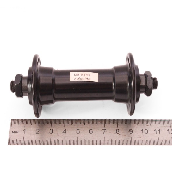 Втулка передняя Wang Zheng WZ-A201FQ black, алюминий, под V-br, с эксцентриком, 36 отверстий, ось 3/8&amp;quot;х100x108 мм, б/уп.