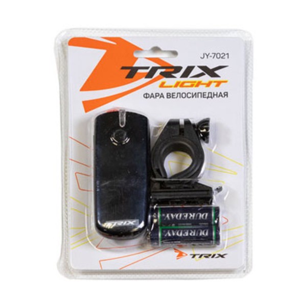 Фара велосипедная Trix JY-7021? передняя, 2 диода, 2 реж. работы, бат. ААх2 в компл., блистер