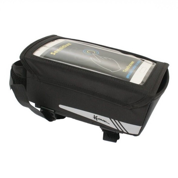 Велосипедная сумка Klonk 11612, крепление на раму, с карманом под смартфон, полиэстер, черный