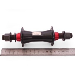 Втулка велосипедная Wang Zheng WZ-A275FB-36 black, передняя, BMX, алюминиевая, под U-br, на гайках, 36 отверстий, ось 14х100x170 мм, промподшипники, торг. уп.