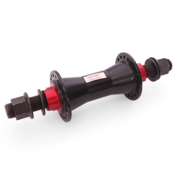 Втулка велосипедная Wang Zheng WZ-A275FB-36 black, передняя, BMX, алюминиевая, под U-br, на гайках, 36 отверстий, ось 14х100x170 мм, промподшипники, торг. уп.